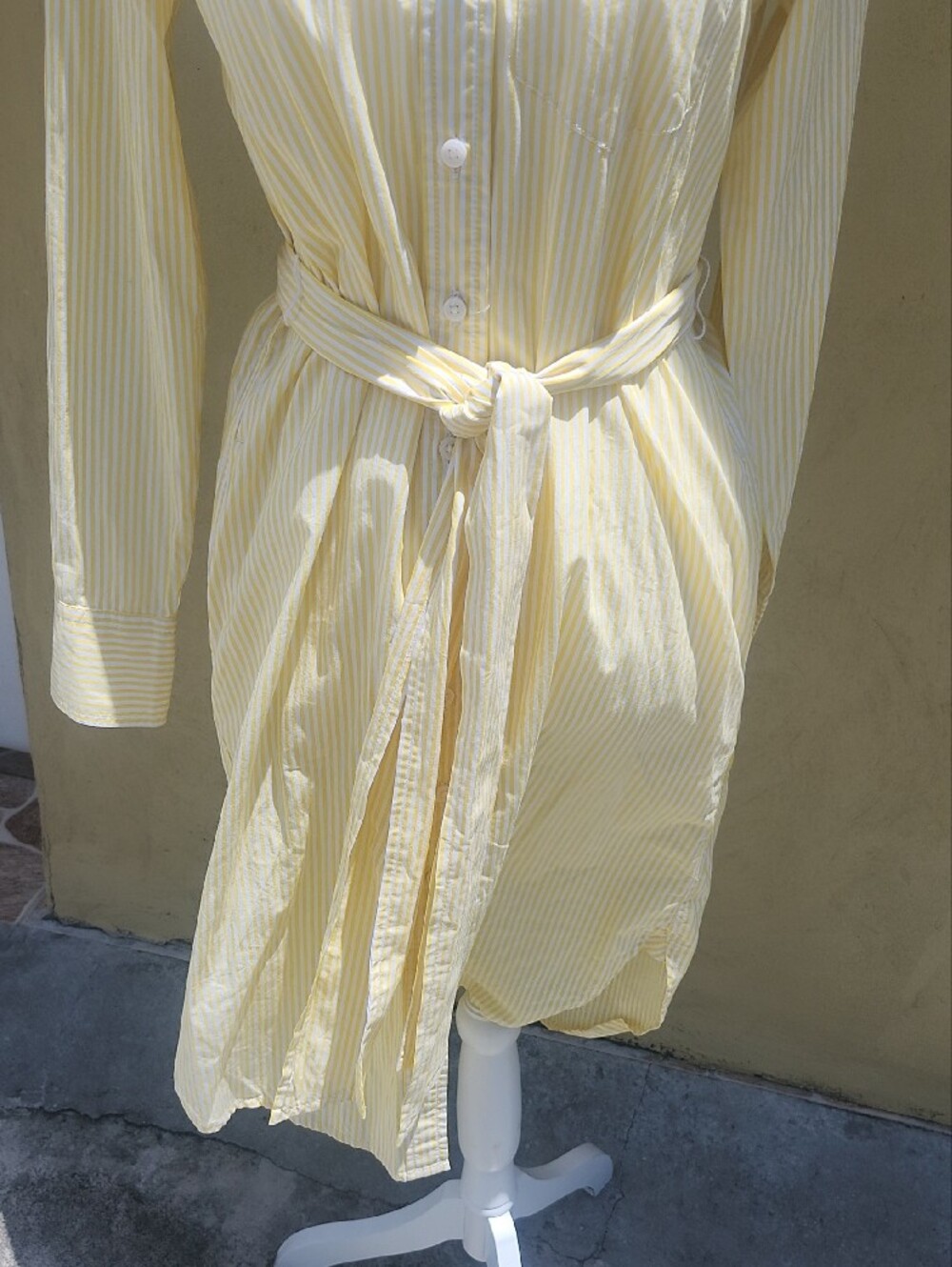 J. Crew Pale Yellow Striped Long-Sleeve Shirt Dress - Picture 6 of 11